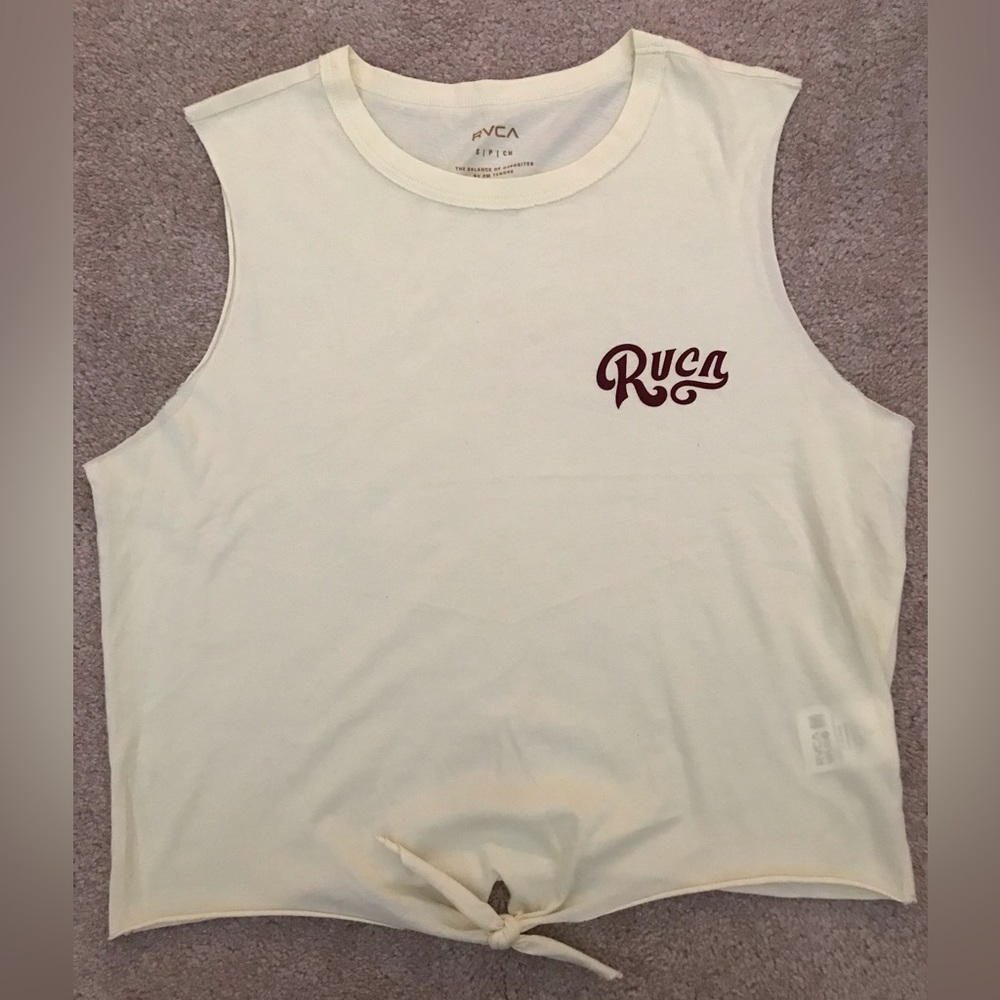 RVCA Cream Sleeveless Tie-Front Top